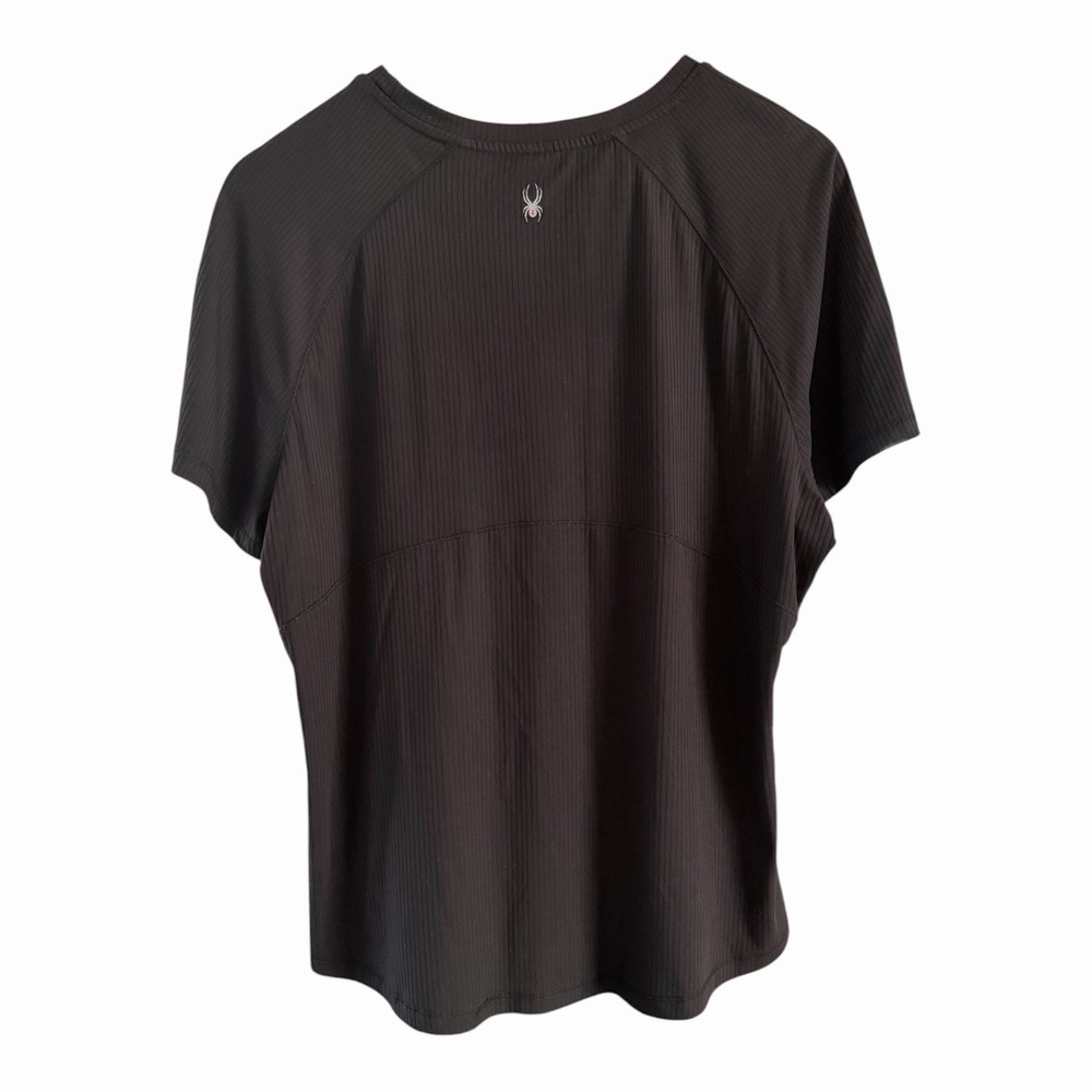 Spyder Active Ribbed Performance Tee XL Black Athleisure Gym Running Stretch - Picture 2 of 5